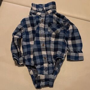 Andy and Evan Plaid Button-Up Baby Bodysuit 9-12m